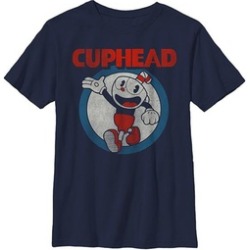 Cuphead Video Game Distressed Circle Logo Design Mens Graphic T Shirt
