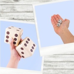 5 Giant Solid Wood Dice in a Burlap Bag