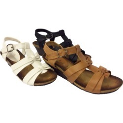 Women's Open Toe Leather Wedge Sandals