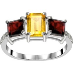 Orchid Jewelry 925 Sterling Silver 2-1/3 Carat Citrine and Garnet Ring