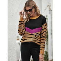 Colorblock Tiger Striped Sweater