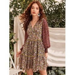 Ditsy Floral Frill Trim Dress