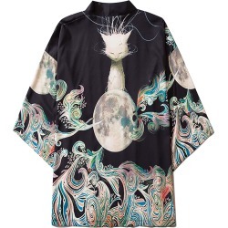 Men Animal & Planet Print Kimono