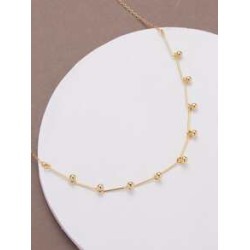 Bar And Ball Detail Dainty Chain Link Necklace