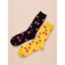 2pairs Fruit Print Crew Socks