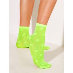 Polka Dot Pattern Neon Crew Socks 1pair