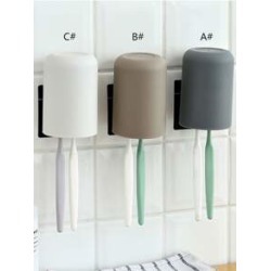 1pc Wall Mounted Gargle Cup & Toothbrush Holder