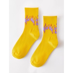 Flame Pattern Crew Socks