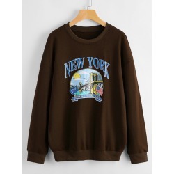 American Flag And Letter Graphic Sweatshirt