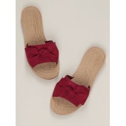 Bow Detail Band Jute Sole Slide Sandals