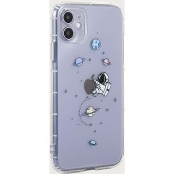 Astronaut & Planet Print Transparent iPhone Case