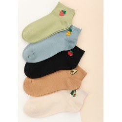 5pairs Fruit Embroidery Socks
