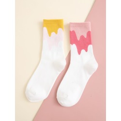 2pairs Color Block Socks