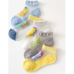 5pairs Big Boys Cartoon Graphic Mesh Socks