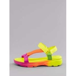Footbed Sole Rainbow Strappy Athletic Sandals