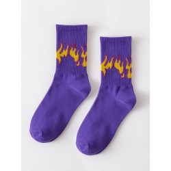 Flame Pattern Crew Socks