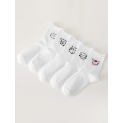 5pairs Cartoon Animal Pattern Crew Socks