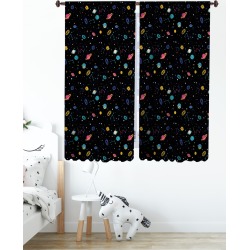 Planet Print Kids Single Panel Curtain