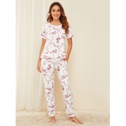 Flamingo Print Pajama Set