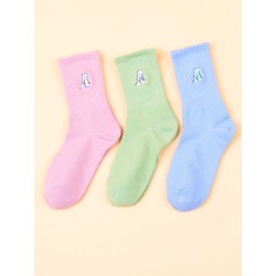 3pairs Dinosaur Embroidery Socks
