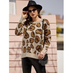 Graphic Print Side Split Sweater Without Bag