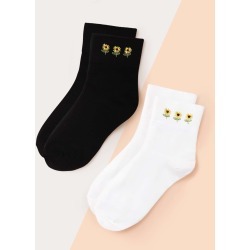 2pairs Flower Print Socks