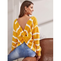 Twist Back Striped Sweater