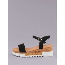 Buckle Ankle Cork Platform Lug Sole Sandals