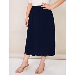 Plus Scallop Hem A-line Skirt