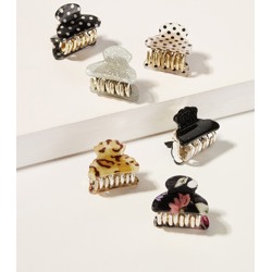 Glitter & Polka Dot Pattern Hair Claw 6pack