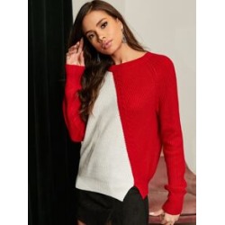 Two Tone Cable Knit Sweater