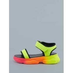 Velcro Band Colorblock Chunky Sole Sandals