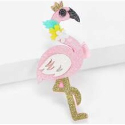 Girls Flamingo Shaped Glitter Hair Clip