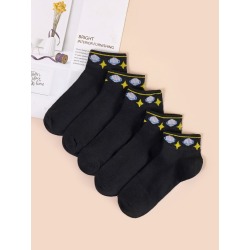 5pairs Planet Print Ankle Socks