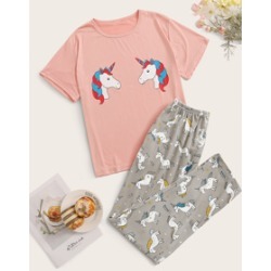 Unicorn Print Pajama Set
