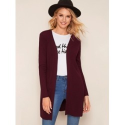 Open Front Rib-knit Cardigan