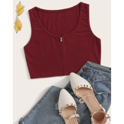 Zip Up Crop Tank Top