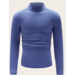 Men Stand Collar Cable Knit Sweater