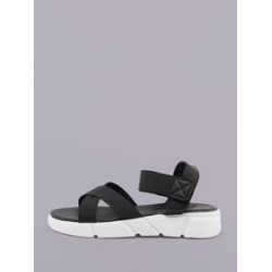 Cross Straps Velcro Ankle Chunky Sole Sandals