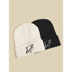 2pcs Planet Embroidery Beanie