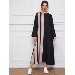 Striped Keyhole Back Tunic Hijab Dress