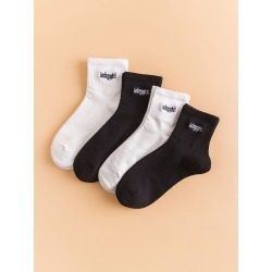 4pairs Letter Embroidery Socks