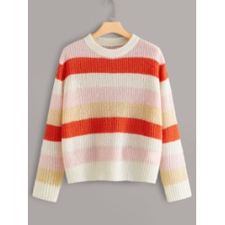 Plus Colorblock Striped Sweater