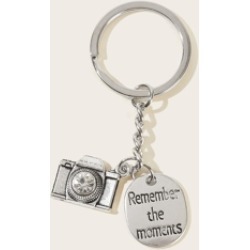 Letter Engraved & Camera Charm Keychain