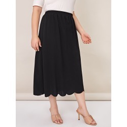 Plus Scallop Hem A-line Skirt