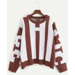 Plus Two Tone Striped Sweater