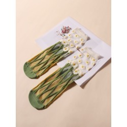 Flower Pattern Crew Socks