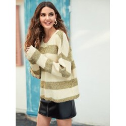 Drop Shoulder Striped Sweater