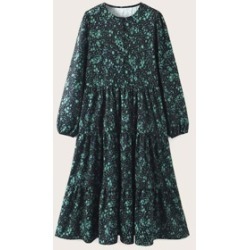 Ditsy Floral Ruffle Hem Smock Dress
