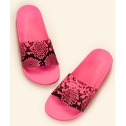 Neon Snake Print Band Thick Sole Slide Sandals